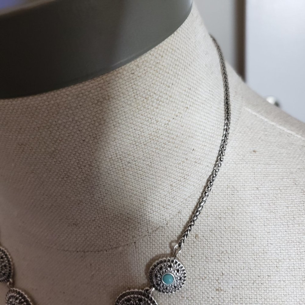 Lucky Brand NWT Faux Turquoise & Silver Drop Necklace - Picture 5 of 5